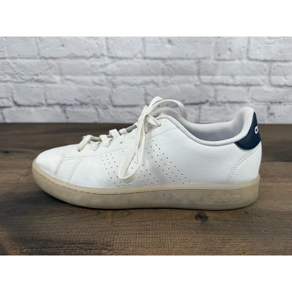 Adidas Advantage Ecogrind Men's White Low Top Sneakers‎ Shoes White/Navy Sz 10.5